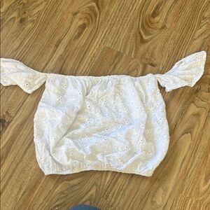 Brandy Melville Eyelet Crop Top with Ruffle Sleeves